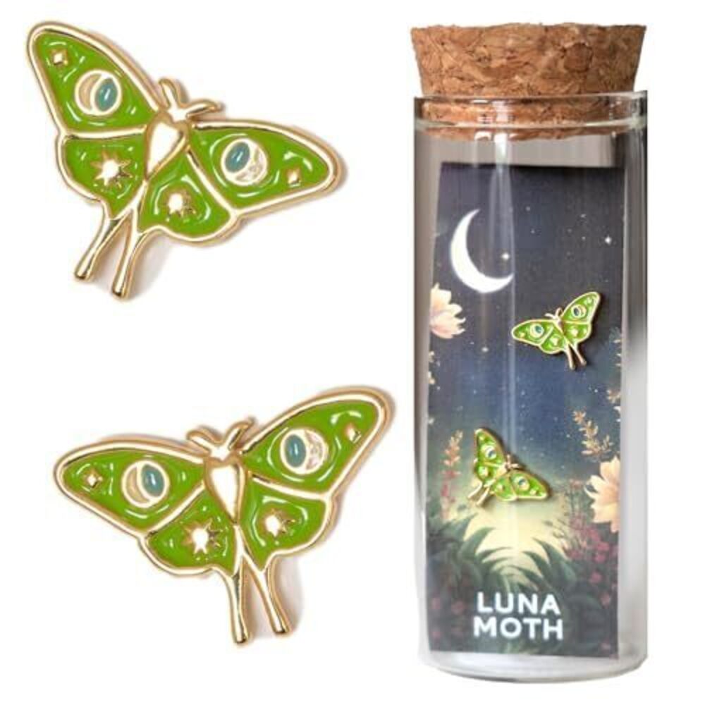 1227 Luna Moth Earrings Nature-Inspired 18K Gold Moth Studs